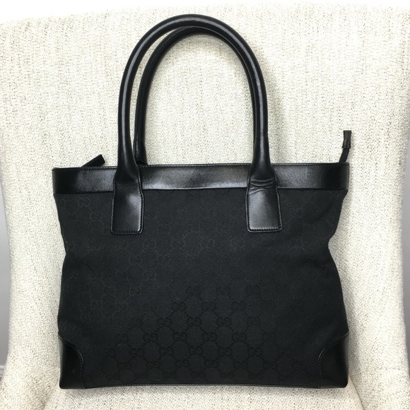 Authentic GUCVI black monogram canvas tote bag - Picture 4 of 16